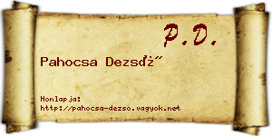 Pahocsa Dezső névjegykártya